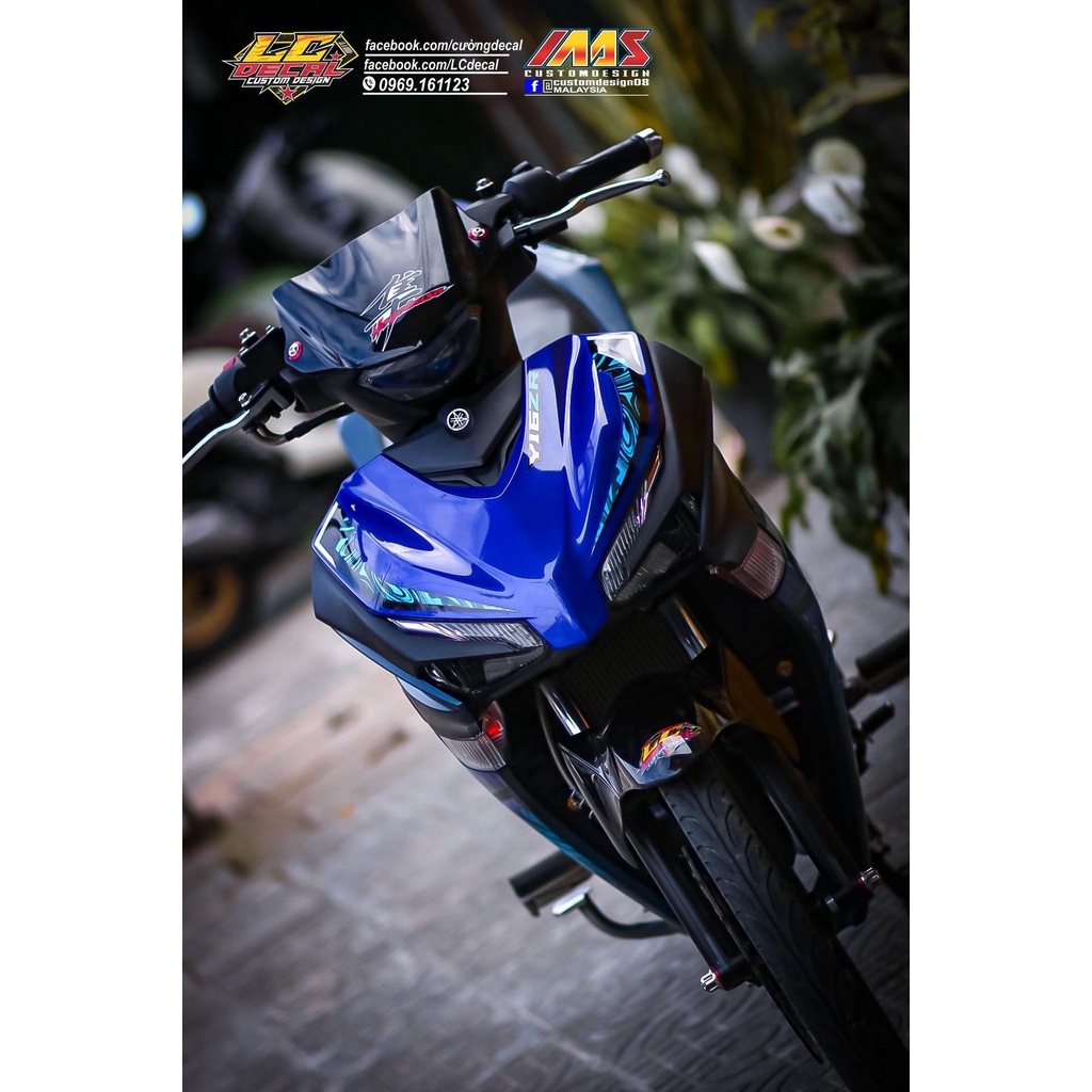 Tem rời Exciter 155 xanh nhám - mẫu Y16ZR 2023 hoa văn bắt mắt xanh đen