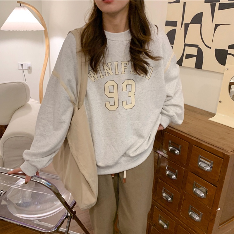 IELGY   Áo sweater Tay Dài Dáng Rộng Dày Dặn Phong Cách retro Hợp Thời Trang Cho Nữ