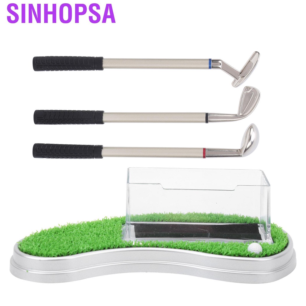 Sinhopsa Mini  Bag Pen Holder and 3x Pens with Business Card Box Base Gift Blue White