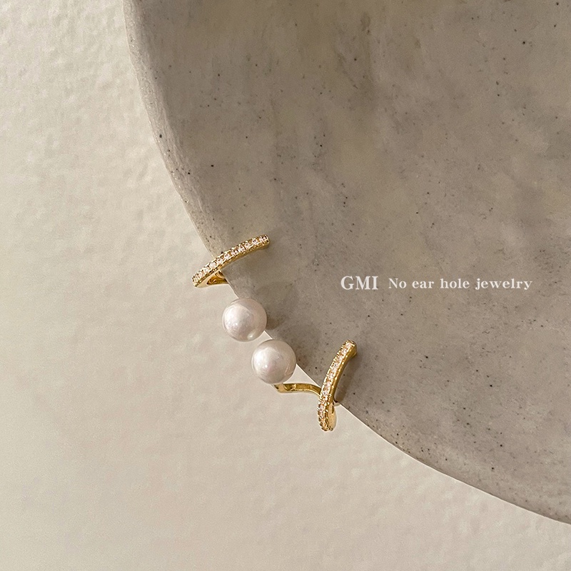 Khuyên Kẹp Vành Tai Bằng Silicon Cao Cấp Không Đau Đính Ngọc Trai Zircon Kiểu Pháp Mới