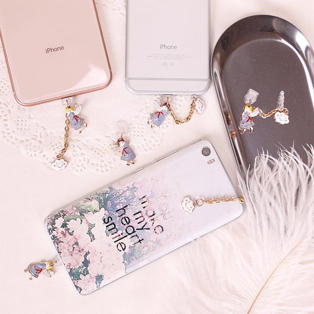 Nút Bịt Chống Bụi Cho Cổng Sạc Điện Thoại Di Động diy Hình Mặt Cười Thiên Thần