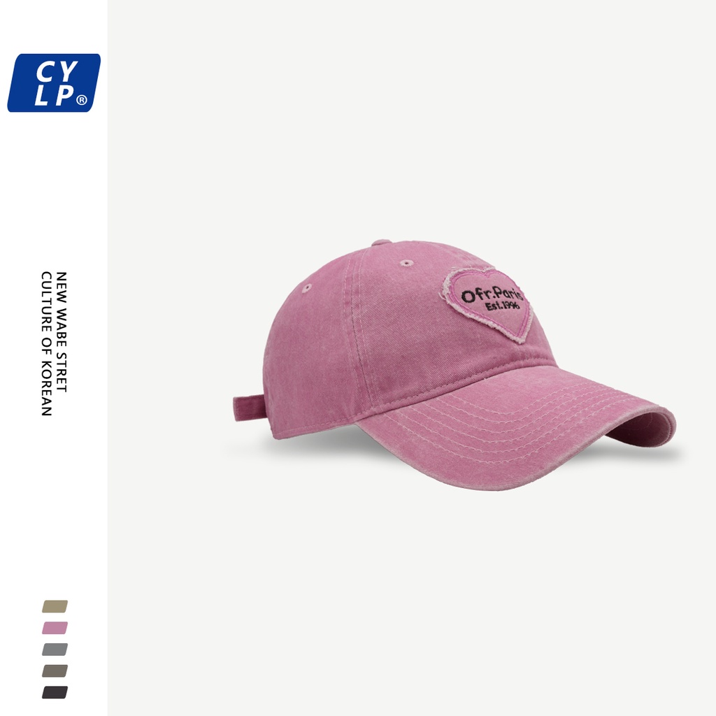 Mũ Lưỡi Trai Mềm Thêu Hình Trái Tim Phong Cách Hàn Quốc Cho Cặp Đôi