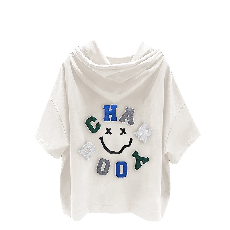 Áo Hoodie Ngắn Tay Thêu Chữ Thời Trang Mùa Hè Dành Cho Nam