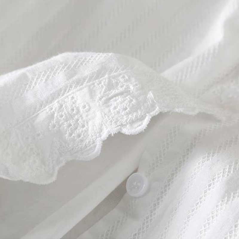 Áo Sơ Mi Phối Ren Thiết Kế Tối Giản Thoải Mái Thoáng Khí