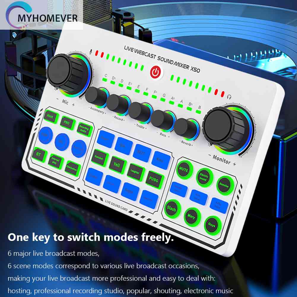 Thẻ Âm Thanh DJ Có Đèn LED RGB Cho Phát Sóng Trực Tiếp