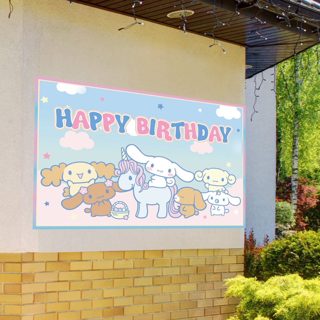 150 * 100 Cm Cinnamoroll Chúc Mừng Sinh Nhật Đảng Phông Nền Biểu Ngữ Dễ Thương Vải Ảnh Đạo Cụ Trang Trí Tiệc