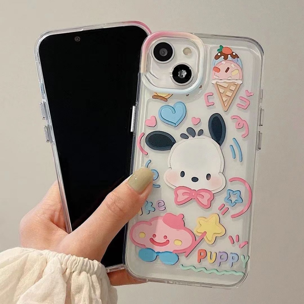 ✅Ốp Điện Thoại Mềm Màu Trong Suốt Hình Chú Chó / Mèo Graffiti Cho iPhone 14 13promax 12 11pro xr xs 7 8p Esr
