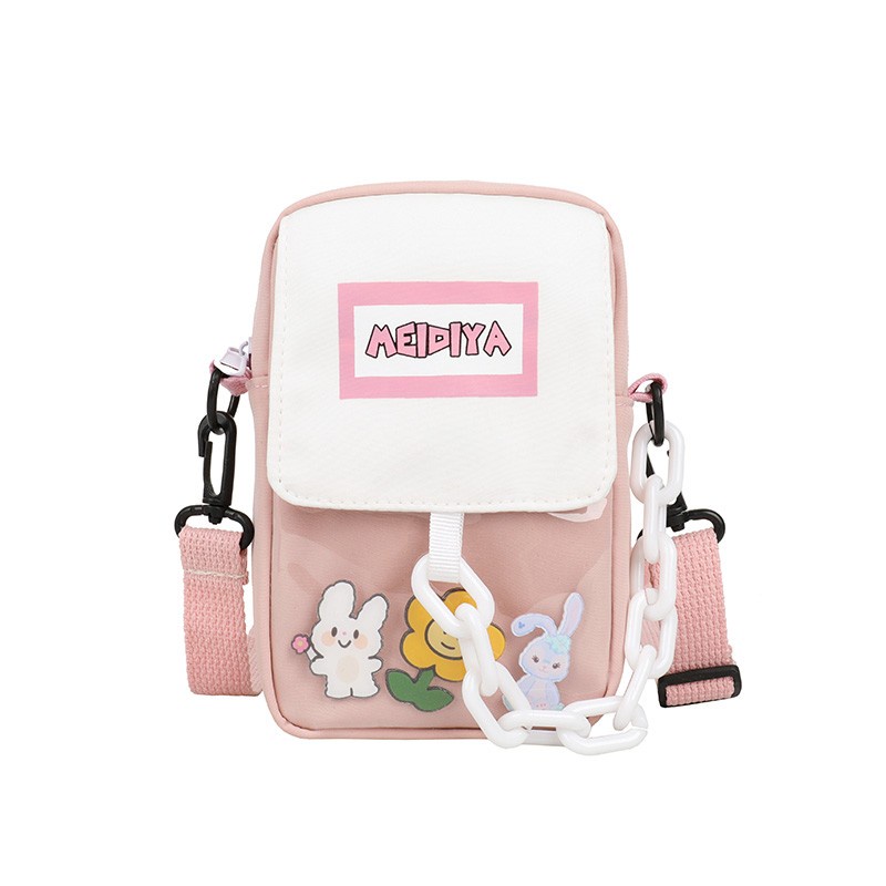 Túi Đeo Chéo Bằng Vải nylon Hình Vuông Nhỏ Nhắn Dễ Thương