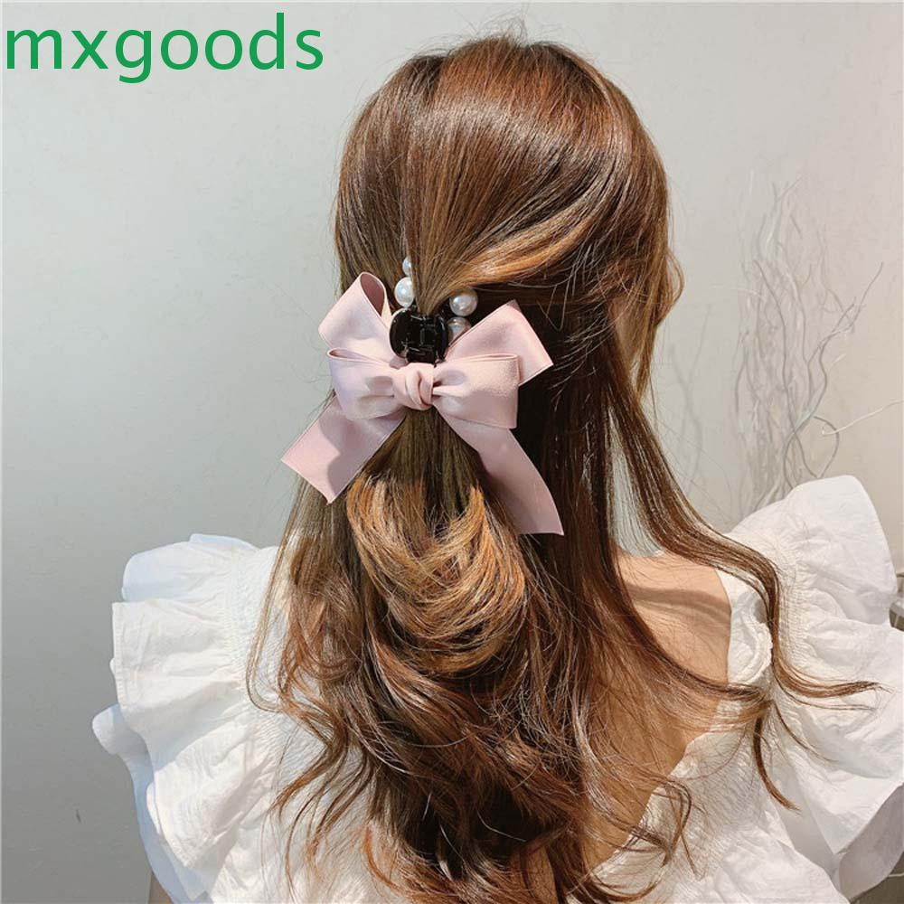 Kẹp Tóc Càng Cua Đính Nơ Và Ngọc Trai Giả Thời Trang Cho Nữ