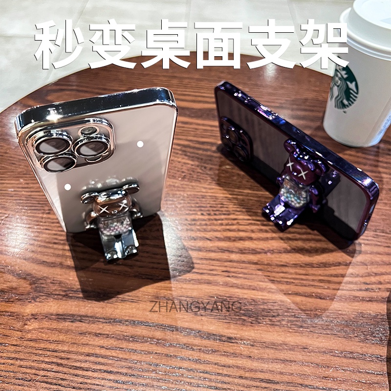 ốp lưng Vivo y20 y12s y20s y20i y12a Ốp Điện Thoại TPU Trong Suốt Mạ Điện Có Giá Đỡ Hình Gấu Cho Vivo y20 y12s y20s y20i y12a