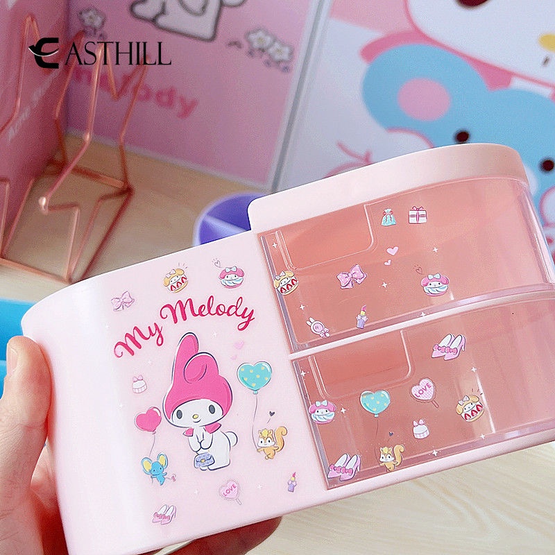 Hộp Đựng Bút / Mỹ Phẩm Để Bàn Họa Tiết Anime Sanrio Hello Kitty Kuromi Cinnamoroll My Melody Giá Đỡ