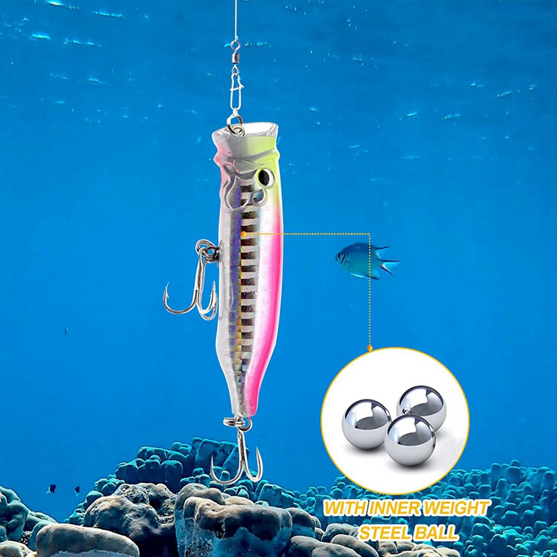 Set 5 Mồi Giả Nhử Cá Bằng Nhựa Cứng Kèm Móc Câu