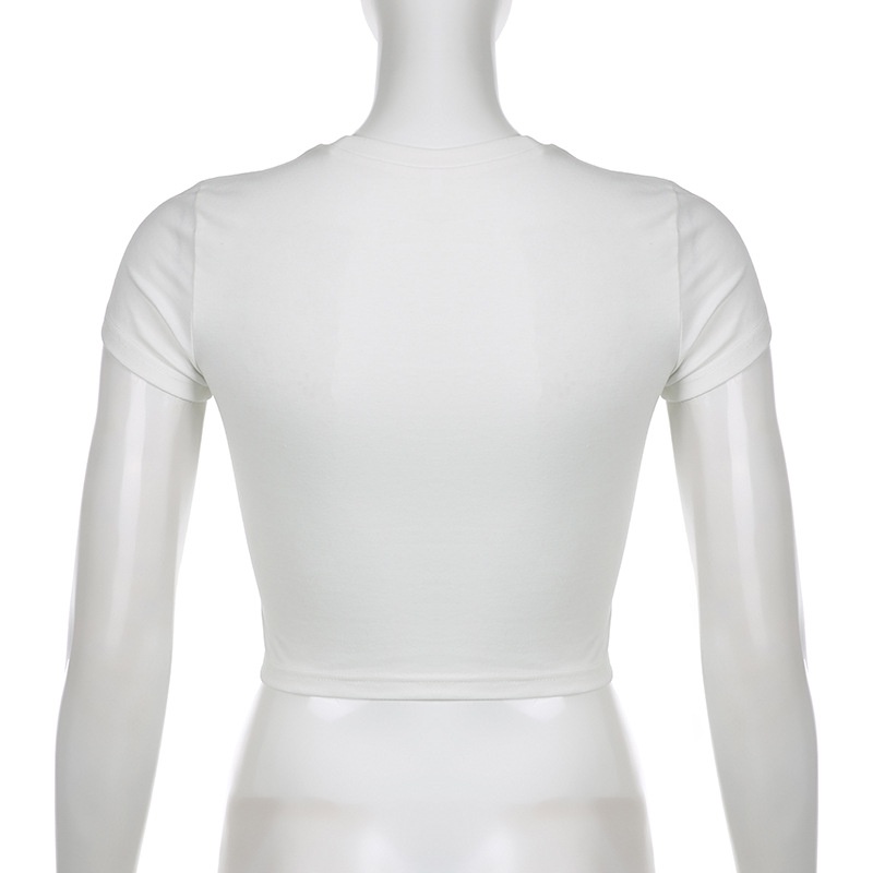 Áo Thun Croptop Tay Ngắn Dáng Ôm In Họa Tiết Thời Trang Cho Nữ