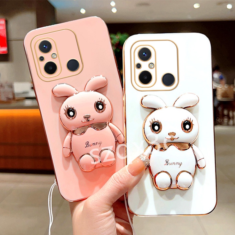 Ốp Điện Thoại Dẻo Họa Tiết Hoạt Hình Chú Thỏ Kèm Giá Đỡ Kiểu Máy Ảnh Cho Xiaomi Redmi 12C A1 10A 10C 10 5G 2023