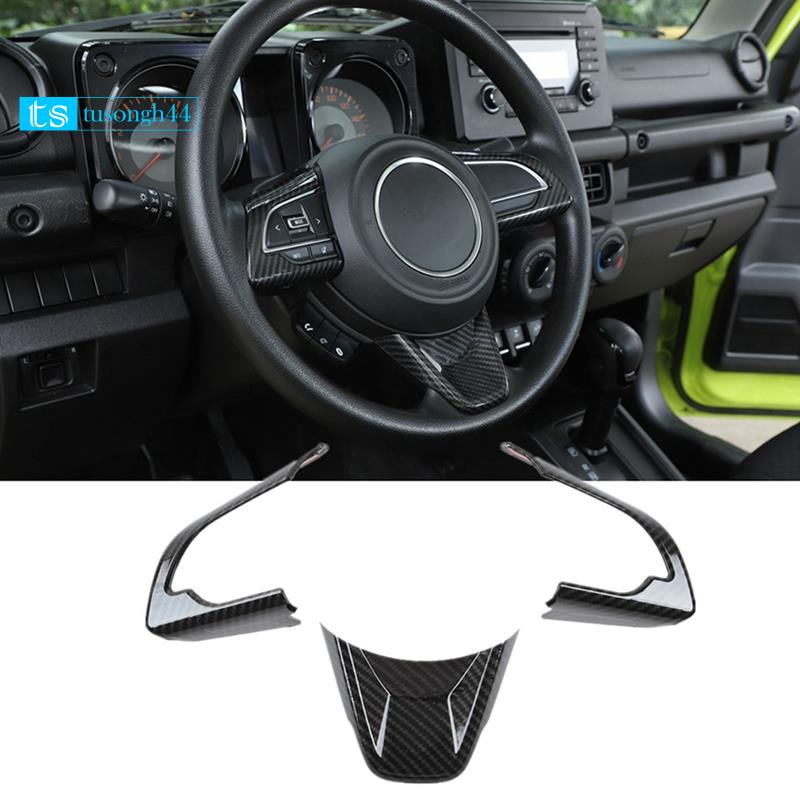 Miếng Dán Trang Trí Vô Lăng Xe Hơi Suzuki Jimny 2019 2020 2021 2022 Bằng ABS Họa Tiết Sợi Carbon