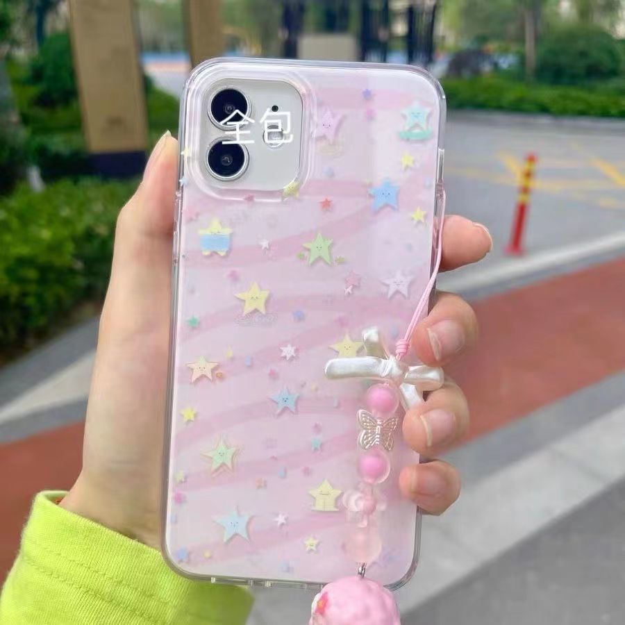 ✅Ốp Điện Thoại Mềm Họa Tiết Ngôi Sao Màu Hồng Bảo Vệ Toàn Diện Cho iPhone 14promax 12 13pro xr xs 7 8 P4PW