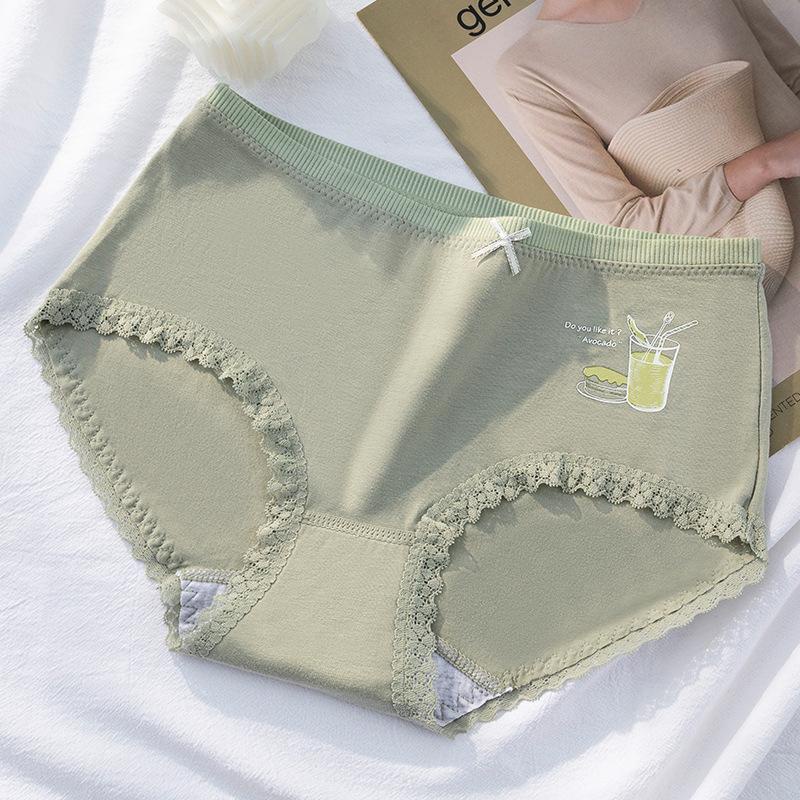 Set 4 Quần Lót Nữ Sinh Đáng Yêu Cotton Viền Ren Màu Bơ Than Hoạt Tính Kháng Khuẩn