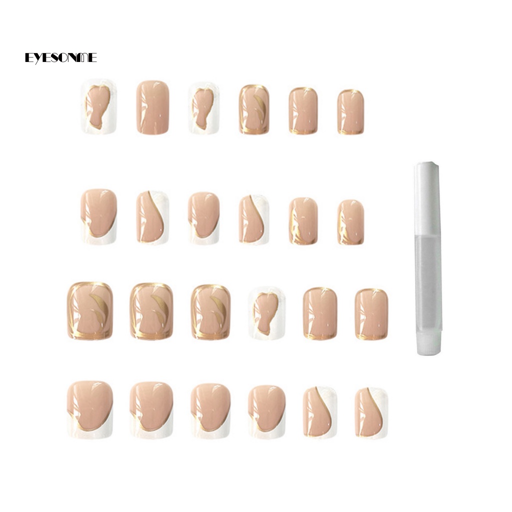 1 Bộ Móng Tay Giả Che Phủ Toàn Diện Không Phai Màu Kèm Keo Dính Đơn Giản Cho Salon