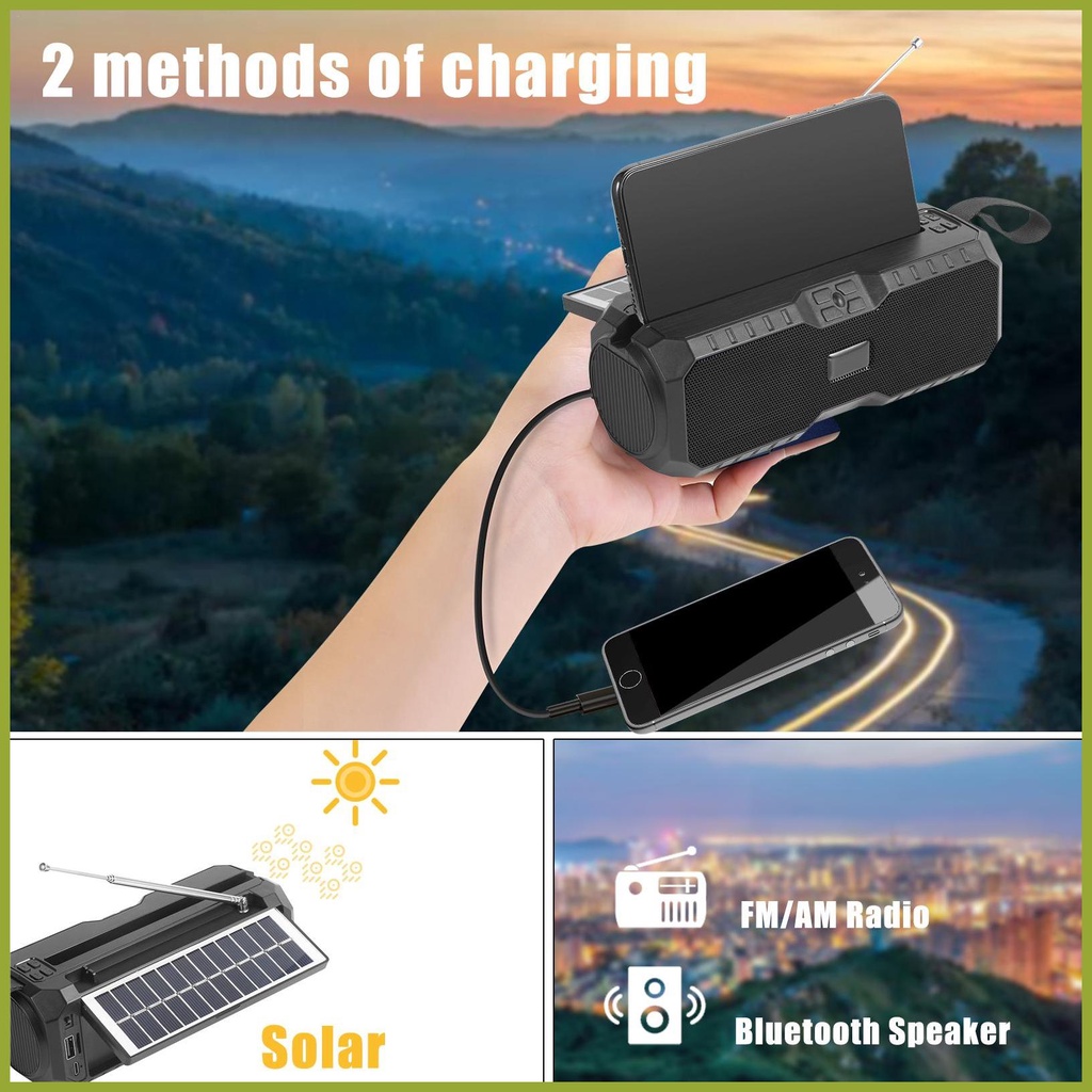 Radio AM / FM Năng Lượng Mặt Trời Có Loa Đa Năng Cho Hoạt Động Ngoài Trời