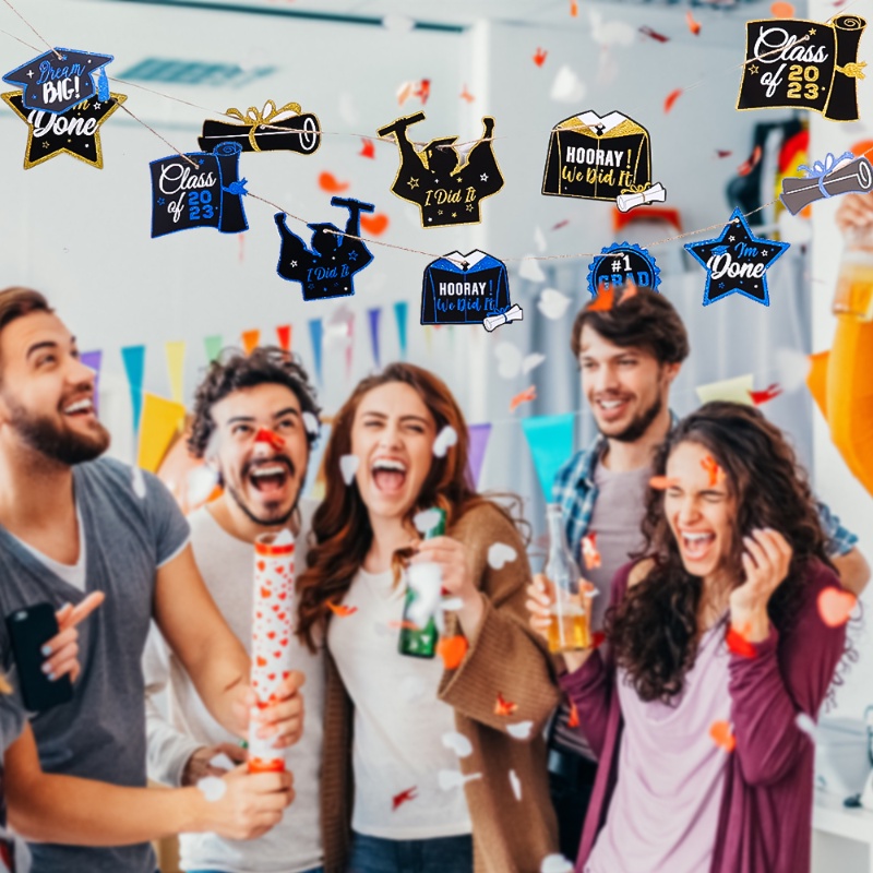 Set 8 Phụ Kiện Giấy Treo Trang Trí Lễ Tốt Nghiệp