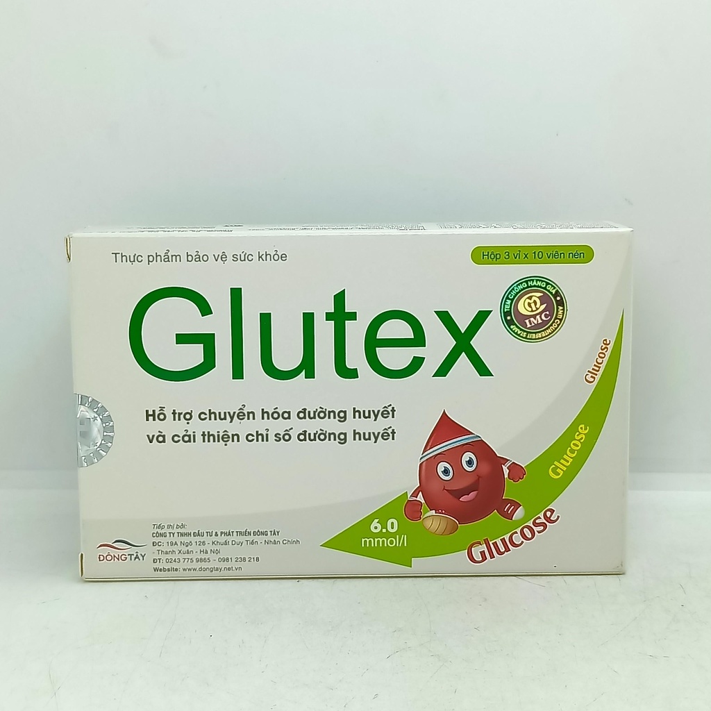 Viên uống Glutex hỗ trợ chuyển hoá, cải thiện đường huyết hộp 30 viên