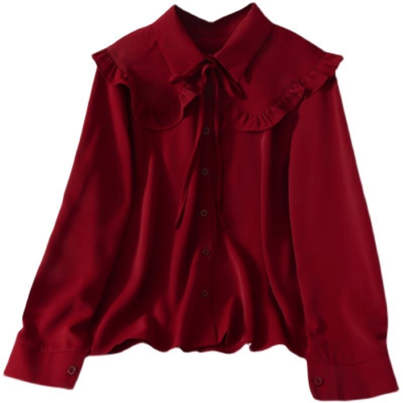 Áo Sơ Mi Nữ Tay Dài Cổ Bẻ Cột Dây Thời Trang