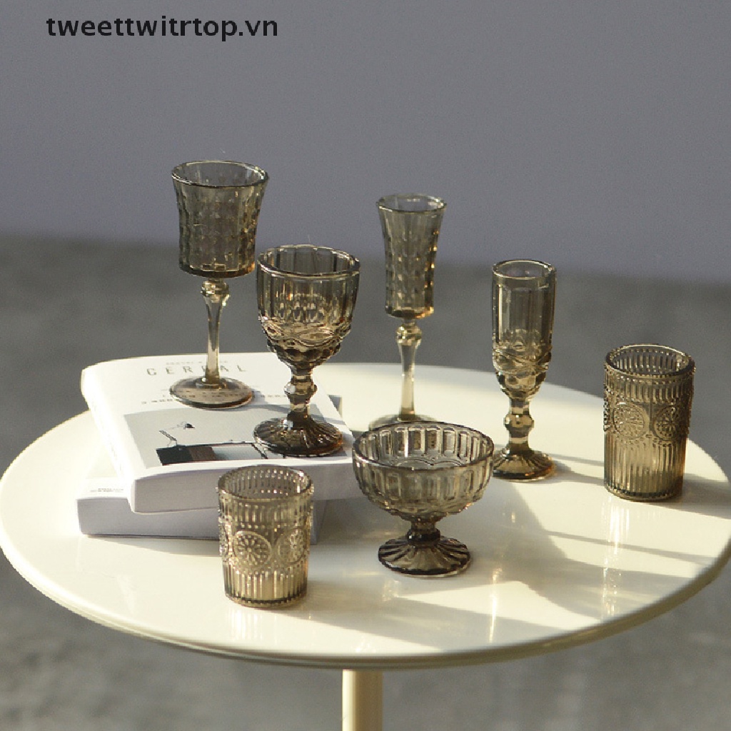 Set 7 Ly Rượu Vang Bằng Nhựa 1: 6 Dùng Để Trang Trí Nhà Búp Bê