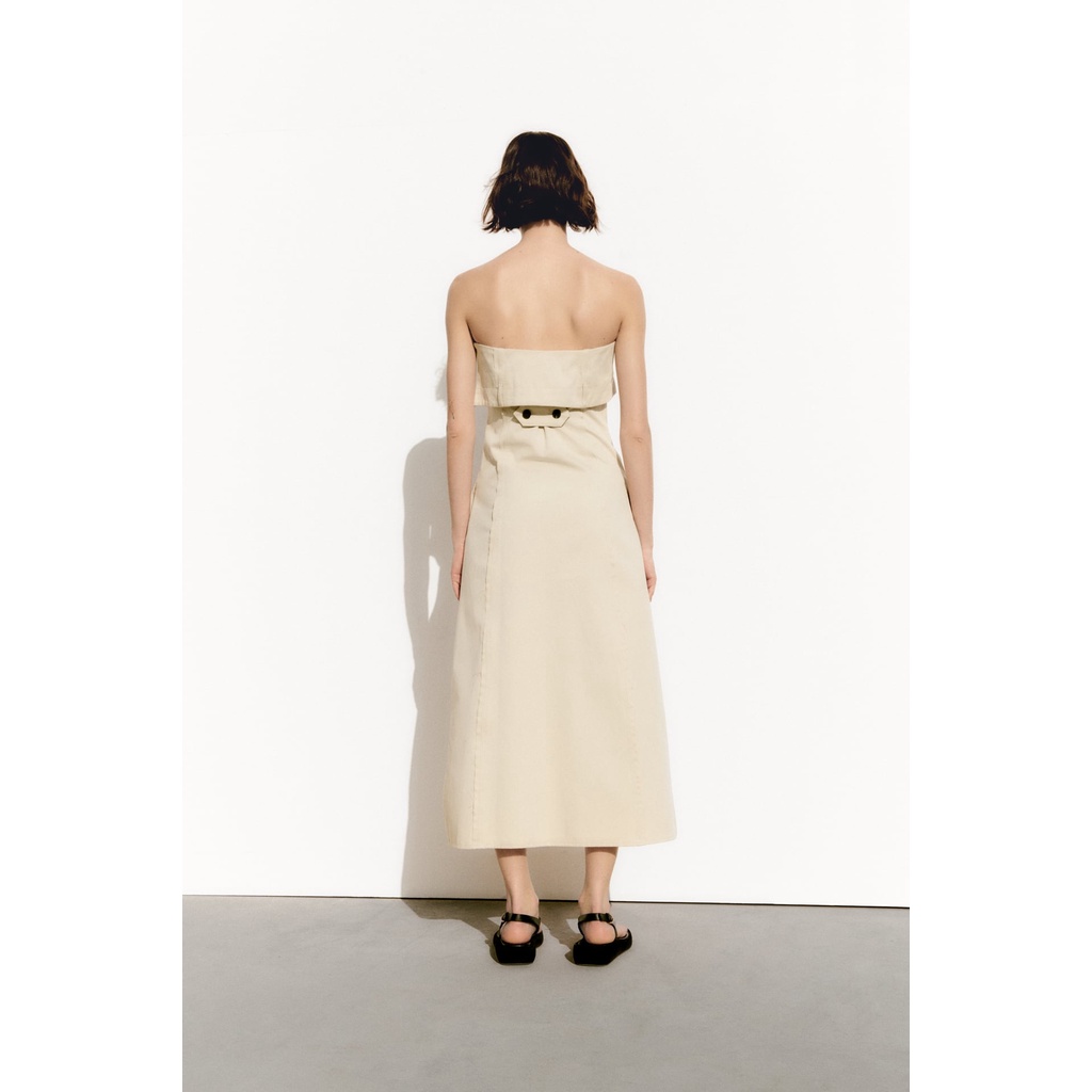 Zara Áo Khoác COTTON Dáng Dài Trễ Vai Thời Trang Mùa Xuân Quyến Rũ Cho Nữ 3152316