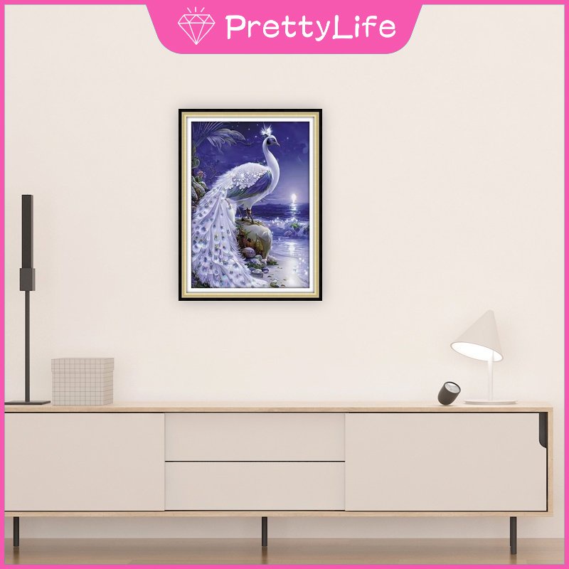 Bộ Tranh Đính Đá 5D Họa Tiết Chim Công Độc Đáo Kích Thước 30x40cm / 40x50cm Trang Trí Nhà Cửa