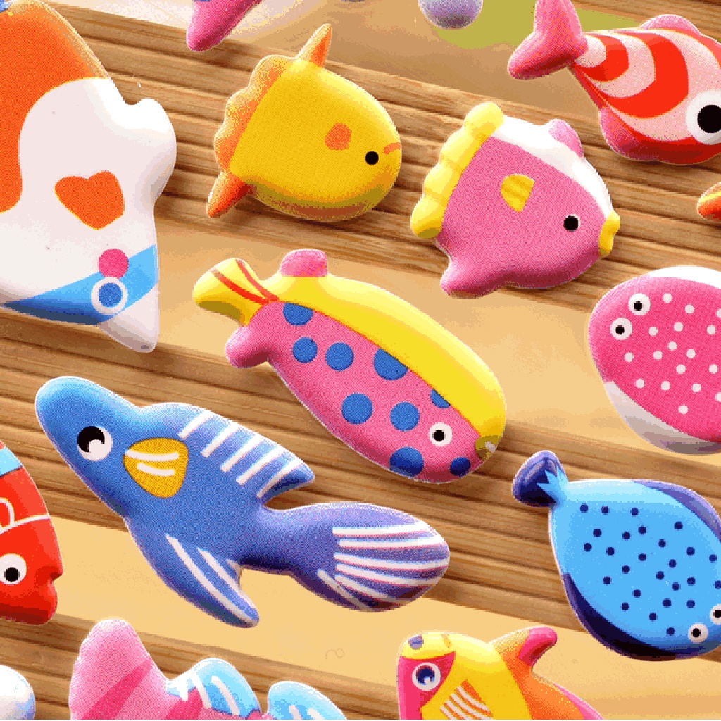 Newsmallbrains Shark Dolphin Fish Stereo Bubble Sticker Diary Sticker Decor Stationery Stickers NSB