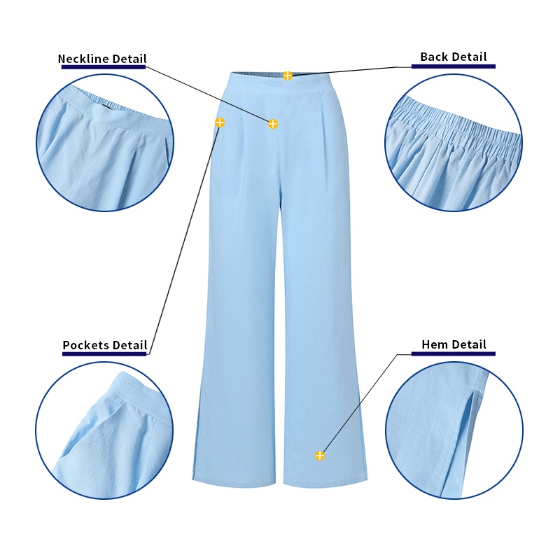 Zanzea Quần Dài Ống Rộng Lưng Thun Màu Trơn Thời Trang Hàn Quốc Cho Nữ