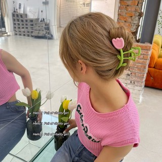 Kẹp tóc hình hoa tulip / cá mập bằng kim loại dễ thương ngọt ngào cho nữ