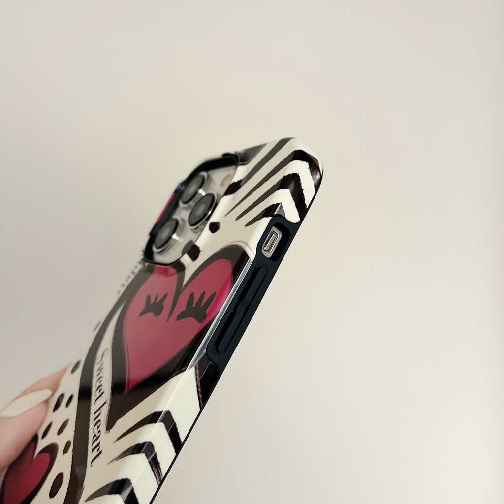 Ốp Điện Thoại TPU PC Silicon Chống Rơi Chống Sốc Hình Trái Tim Màu Đen Cho iPhone 14 13 12 11 Pro Max