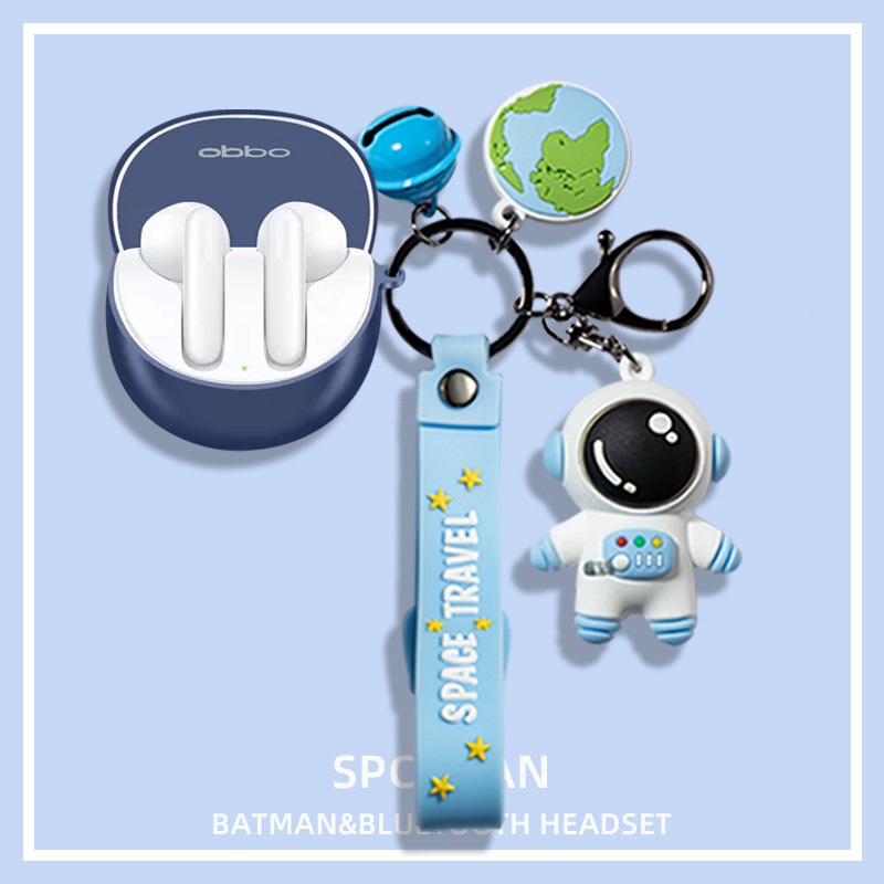 Vỏ Bảo Vệ Hộp Sạc Tai nghe không dây Oppo enco air 3 / air 2 pro Bằng Silicon Màu Trơn Kèm Móc Treo Hoạt Hình Dễ Thương