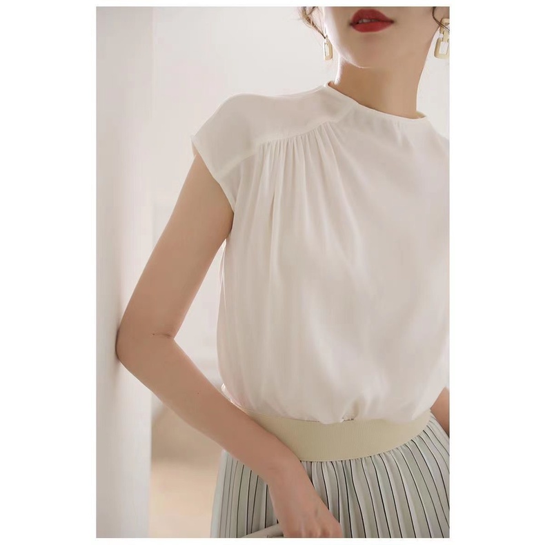 Áo Sơ Mi Trễ Vai Xếp Ly Thoáng Khí Phong Cách Mới