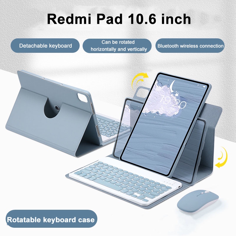 Bao Da PU Máy Tính Bảng Nắp Lật Kèm Bàn Phím Xoay 360 Độ Cho Xiaomi RedmiPad 10.6 inch 2022 Redmi pad 10.6 Xiaomi Mi pad 5 pro