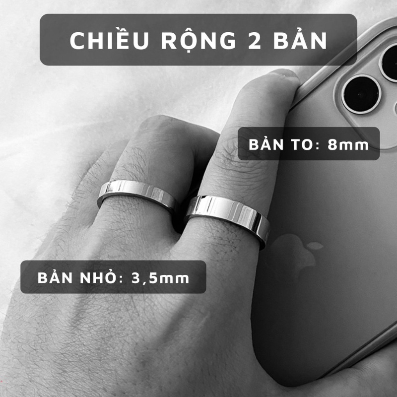 Nhẫn Thép Không titan  bạc Gỉ Thiết Kế Đơn Giản Cho Nam Và Nữ