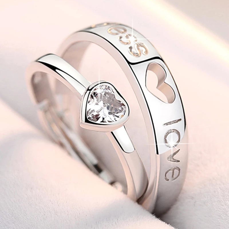 [Featured] Nhẫn Đính Hôn Nhiều Phong Cách Lãng Mạn Hình Trái Tim Kim Cương Thời Trang Làm Quà Tặng Valentine / Bạn Bè Cho Nam Nữ