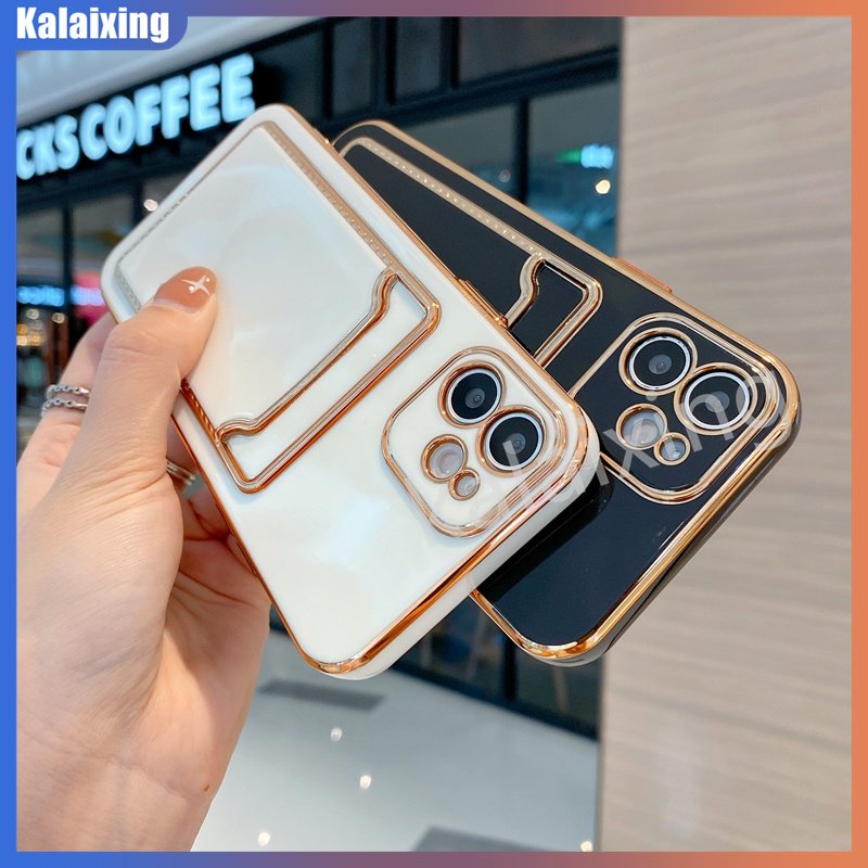 Ốp Điện Thoại Mềm Màu Trơn Có Ngăn Đựng Thẻ Bảo Vệ Ống Kính Máy Ảnh Cho iPhone 14 Pro Max 14Plus 13 12 Pro Max