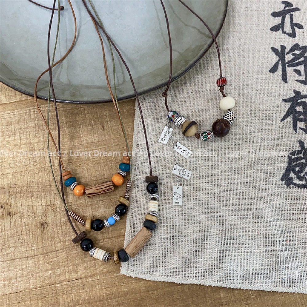 Vòng cổ Nhiều Lớp Mặt Gỗ Phong Cách Trung Hoa Cổ Điển Thời Trang Cho Nam Và Nữ