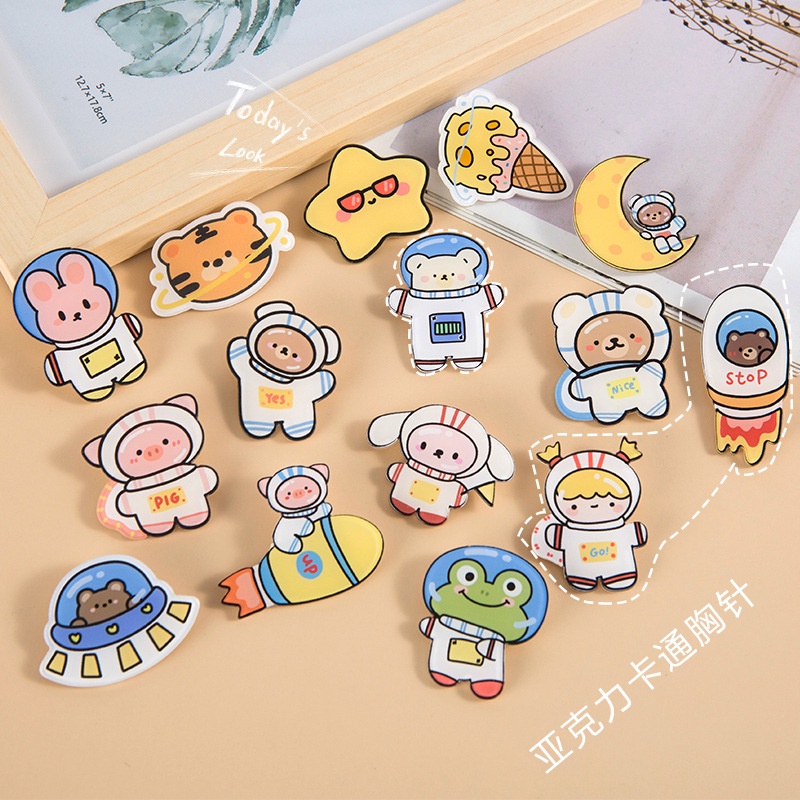 <Video Review> Huy Hiệu Phụ Kiện Cài Áo TRẠM VŨ TRỤ Pin Sticker Ghim Trâm Cài Trang Trí Balo Túi Ví Mũ Xinh Xắn C001