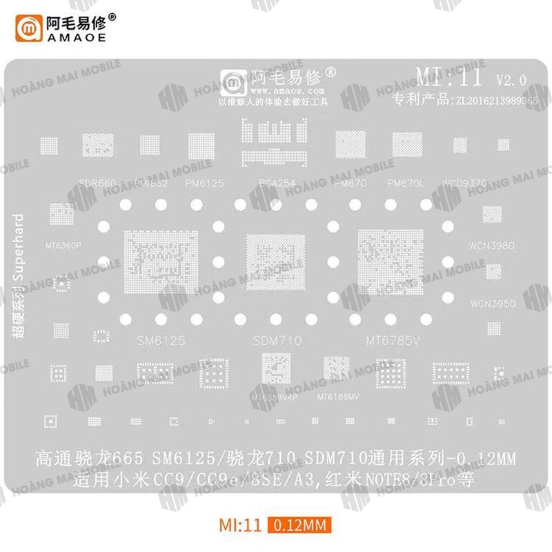 Vỉ làm chân Xiaomi hãng Amaoe full mã Mi11 đến Mi18