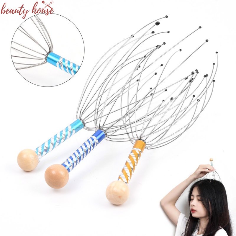 1 Lược Kim Loại Hình Bạch Tuộc Dùng Mát Xa Đầu / Cổ Giúp Giảm Căng Thẳng