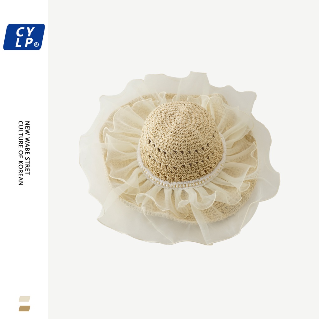 Mũ Cói Chống Nắng Phối Ren Phong Cách Thời Trang Nhật Bản Dành Cho Nữ