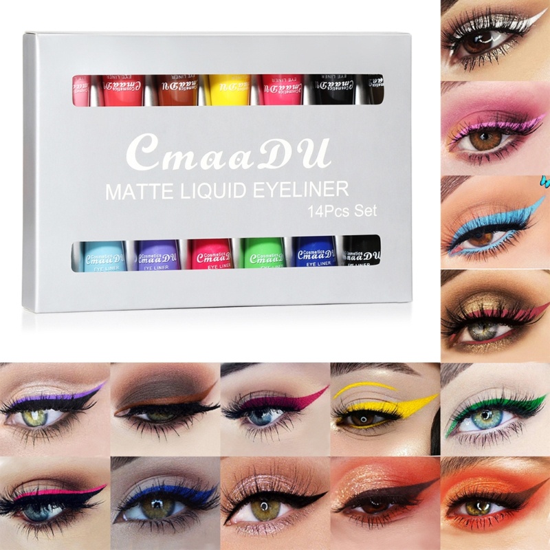 Set Bút Kẻ Mắt Dạng Lỏng Lâu Trôi Nhiều Màu Sắc Kèm Hộp Đựng