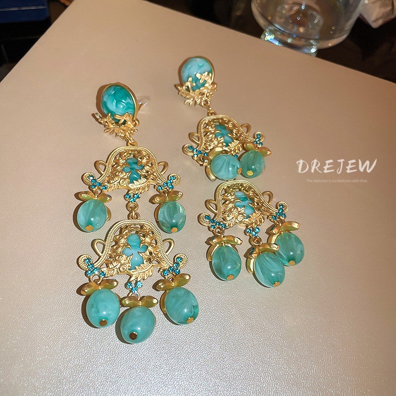 Khuyên tai DREJEW kiểu cành hoa phong cách Âu Mỹ cổ điển cho nữ