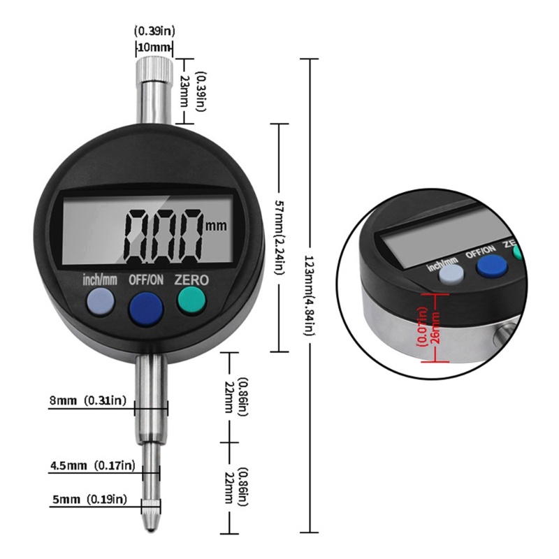 Dụng Cụ Đo Điện Tử 0.01mm 0-10mm / 0.4 ''