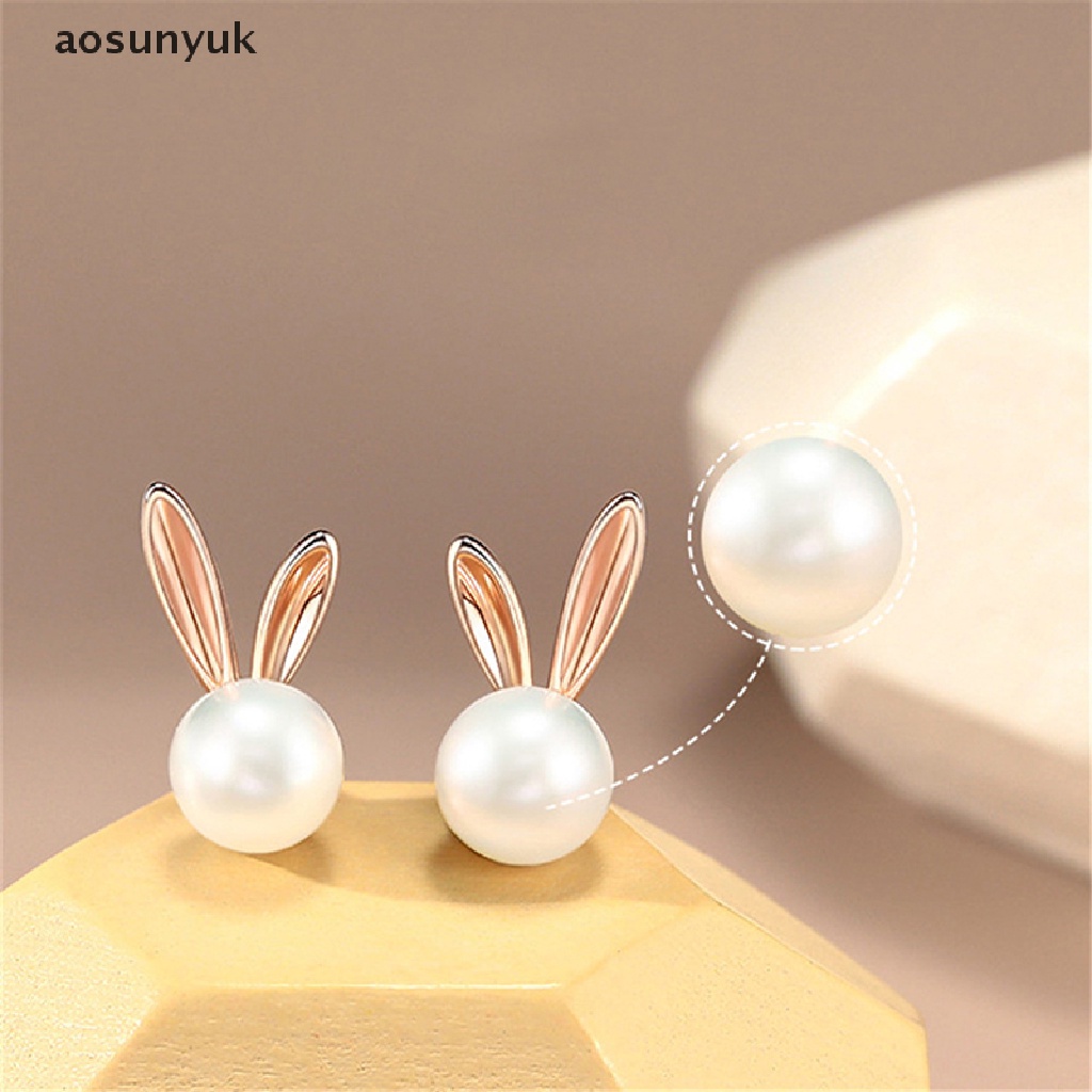 Aosunyuk Nhẫn Hở Hình Tai Thỏ Bằng Kim Loại Đính Đá Zircon Màu Trắng Dễ Thương Phong Cách Punk Thời Trang 2022 Cho Nam Và Nữ