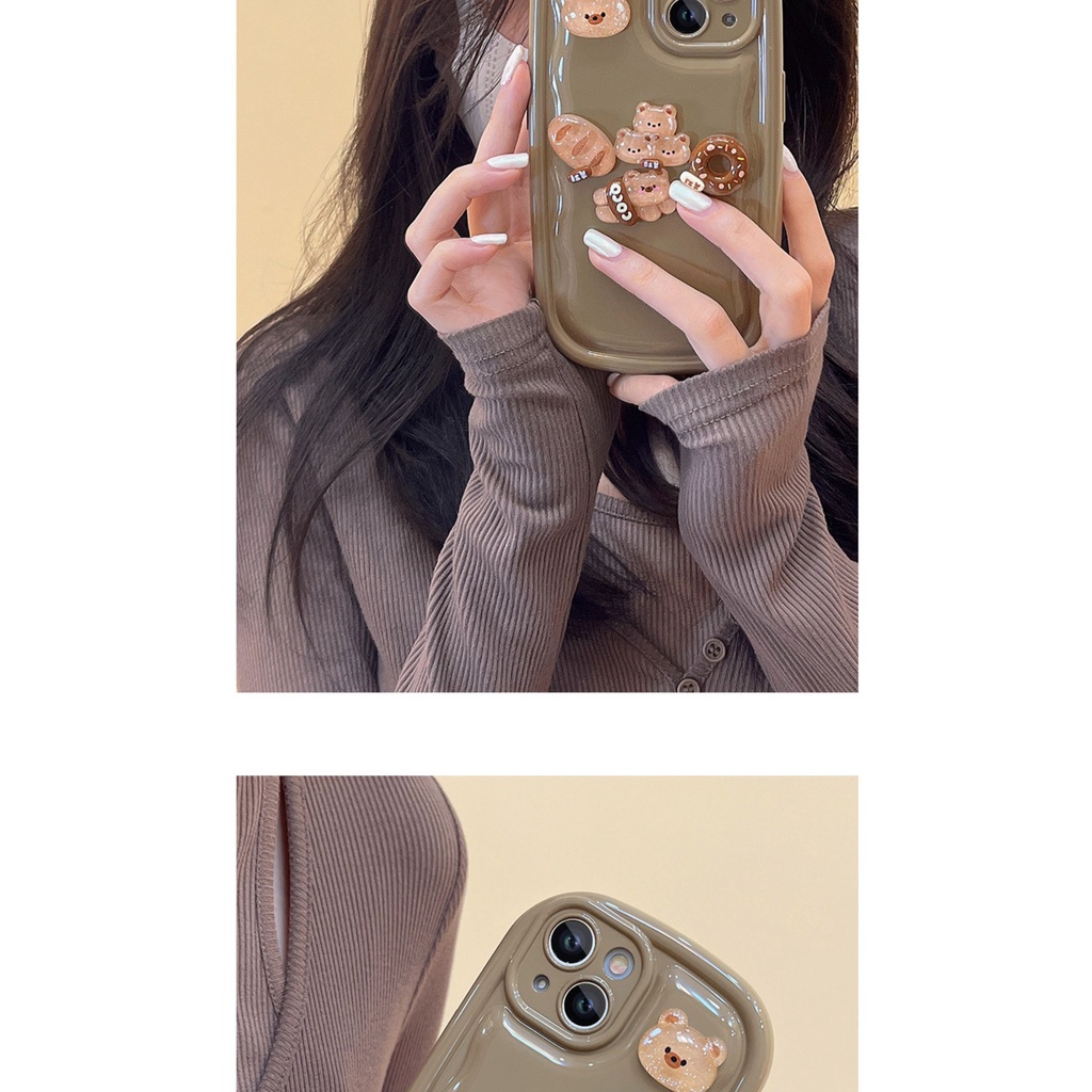 Ốp Điện Thoại Túi Khí Chống Rơi Hình Oval Màu Nâu Tiên Tiến Cho IPhone 14 13 12 11 Pro Max