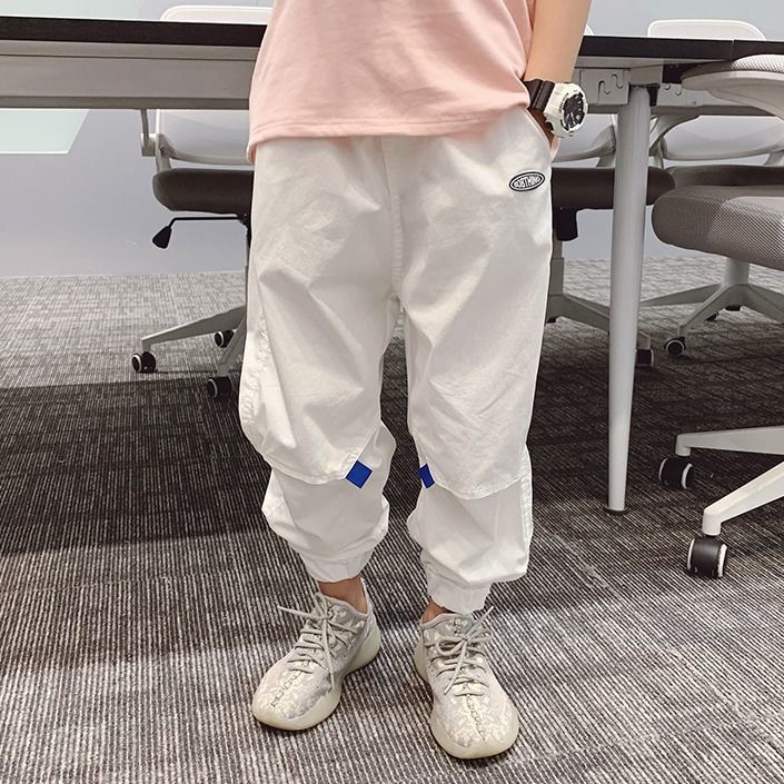 Quần Dài Thể Thao Vải Cotton Dáng Rộng Thiết Kế Cá Tính Cho Bé Trai